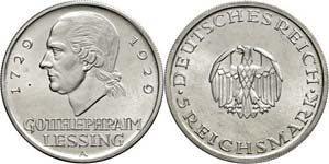 Coins Weimar Republic 5 Reichmark, 1929, A, ... 