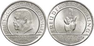 Coins Weimar Republic 3 Reichmark, 1929, F, ... 