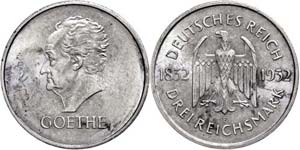 Coins Weimar Republic 3 Reichmark, 1932, F, ... 