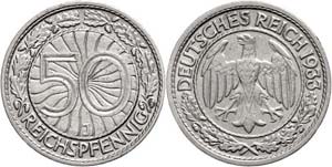 Coins Germany from 1933 to 1945 50 Reichs ... 