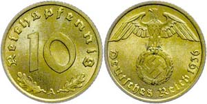 Münzen Drittes Reich 10 Reichspfennig, ... 