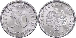 Münzen Drittes Reich 50 Reichspfennig, ... 