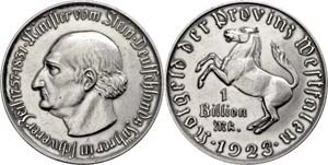 Coins German Areas Westfalia, 1 Trillion ... 