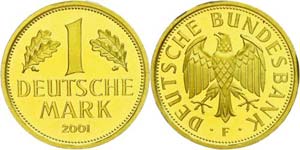 Münzen Bund ab 1946 1 Mark, Gold, 2001, F, ... 
