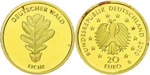 Münzen Bund ab 1946 20 Euro, Gold, 2010, ... 