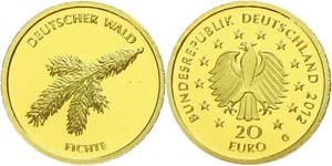 Münzen Bund ab 1946 20 Euro, Gold, 2012, ... 
