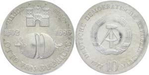 GDR 10 Mark, 1977, Otto from Guericke, in ... 