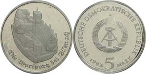GDR 5 Mark, 1982, Wartburg Castle by ... 