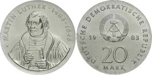 GDR 20 Mark, 1983, Martin Luther, in ... 