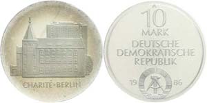 GDR 10 Mark, 1986, Charit_ Hospital Berlin, ... 