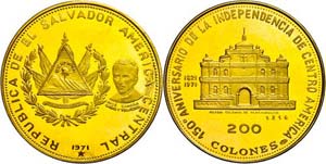 El Salvador 200 Colones, Gold, 1971, 150 ... 