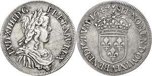 France 1 / 2 Écu à la méche courte, 1647, ... 