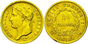France 20 Franc, Gold, 1811, W (Lille), ... 