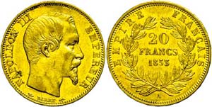 Frankreich 20 Francs, Gold, 1853, A, ... 