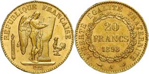 France 20 Franc, Gold, 1898, A, standing ... 
