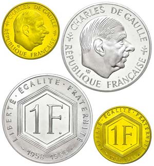 France 1 franc (silver, 22, 2g) and 1 franc ... 