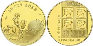 Frankreich 50 Euro, Gold, 2009, Lucky Luke, ... 