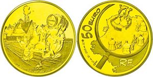 France 50 Euro, Gold, 2013, Asterix, with ... 