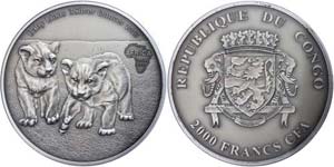 Gabon 2.000 Franc, 2013, Africa - baby lion, ... 