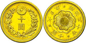 Japan 10 yen, Gold, 1897 (year 30), ... 