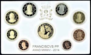 Vatican 1 cent to 2 Euro and 50 Euro Gold, ... 
