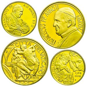 Vatican 20 and 50 Euro, Gold, 2014, 450. ... 