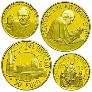 Vatican 20 and 50 Euro, Gold, 2015, rosary ... 