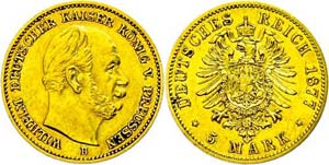 Prussia 5 Mark, 1877, B, Wilhelm I., ... 