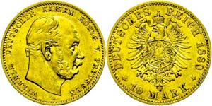 Prussia 10 Mark, 1880, A, Wilhelm I., ... 