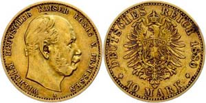 Prussia 10 Mark, 1880, Wilhelm I., A, very ... 