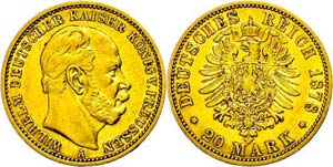 Prussia 20 Mark, 1878, A, Wilhelm I., ... 