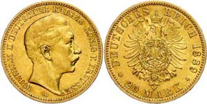 Preußen Goldmünzen 20 Mark, 1889, Wilhelm ... 