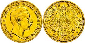 Prussia 10 Mark, 1890, Wilhelm II., ... 