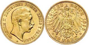 Prussia 10 Mark, 1898, Wilhelm II., very ... 