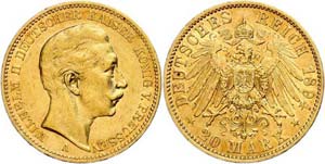 Preußen Goldmünzen 20 Mark, 1894, Wilhelm ... 