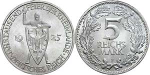 Coins Weimar Republic 5 Reichmark, 1925, F, ... 