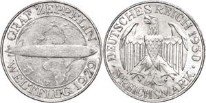 Münzen Weimar 3 Reichsmark, 1930, F, Graf ... 