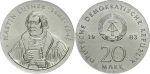 GDR 20 Mark, 1983, Martin Luther, in ... 