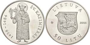 Lithuania 50 Litu, 2008, holy Casimir from ... 