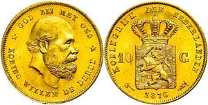 The Netherlands 10 Guilder, Gold, 1876, ... 