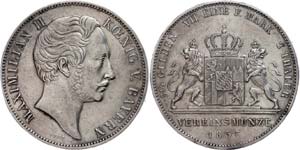 Bavaria Double taler, 1855, Maximilian II., ... 