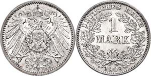Kleinmünzen 1871-1922 1 Mark, 1909, Mzz E, ... 