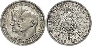 Anhalt 3 Mark, 1914, Friedrich II., auf die ... 