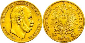 Prussia 10 Mark, 1873, C, Wilhelm I., ... 