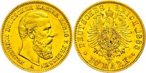 Prussia 20 Mark, 1888, Friedrich III., ... 
