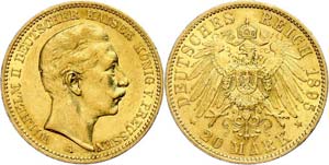 Preußen Goldmünzen 20 Mark, 1895, Wilhelm ... 