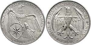 Münzen Weimar 3 Reichsmark, 1929, Waldeck, ... 
