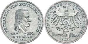 Federal coins after 1946 5 Mark, 1955, ... 