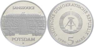 Münzen DDR 5 Mark, 1986, Sanssouci, in ... 