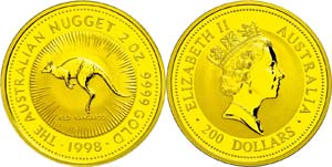 Australia 200 Dollars, Gold, 1998, kangaroo, ... 